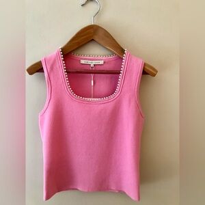 Endless Rose Pink Pearl-Trim Sleeveless Tank